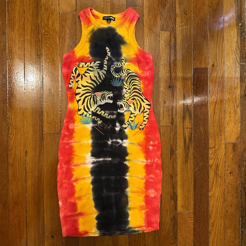 Vibrant Tie-Dye Tiger Dress